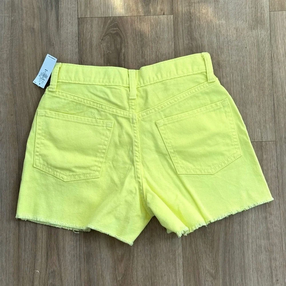 Old Navy Girl's Neon Yellow‎ Slim Denim Shorts Raw Hem Size 14 Slim NWT